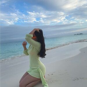 Mehski Liana long sleeve knot mini dress